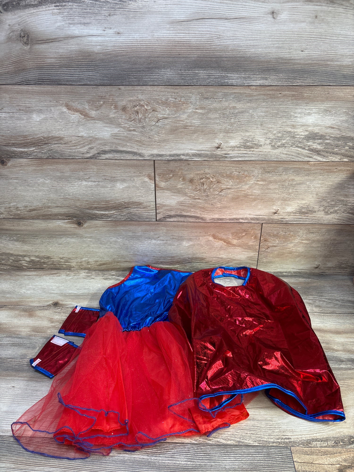 DC Comics Supergirl 3pc Costume Dress, Cape, & Arm Cuffs Blue sz 4-6T