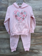 NEW Real Love Textured Heart Pull Over Hoodie & jogger Set Pink sz 2T