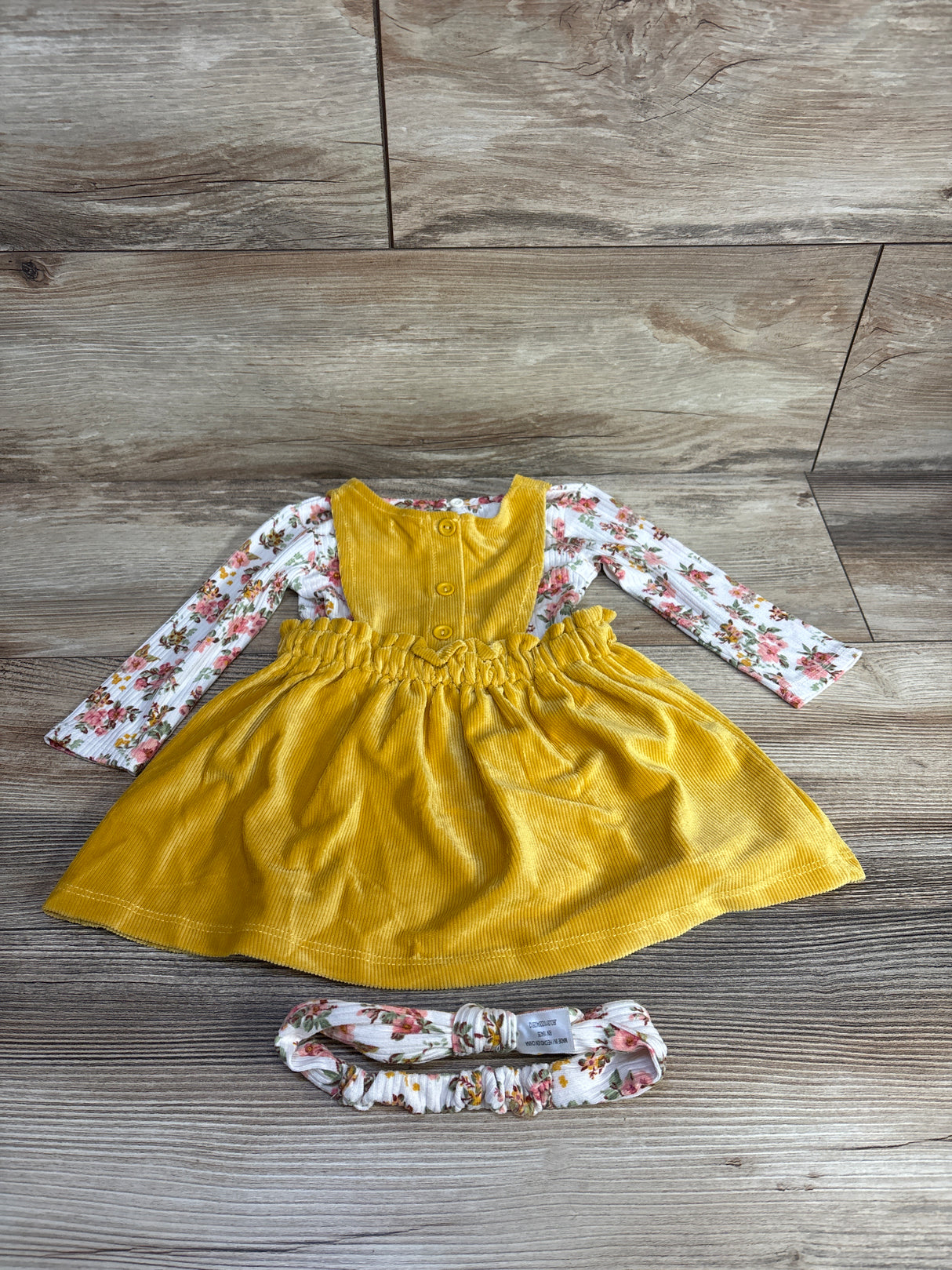 Tahari 3pc Floral Jumper Set Yellow sz 3-6m