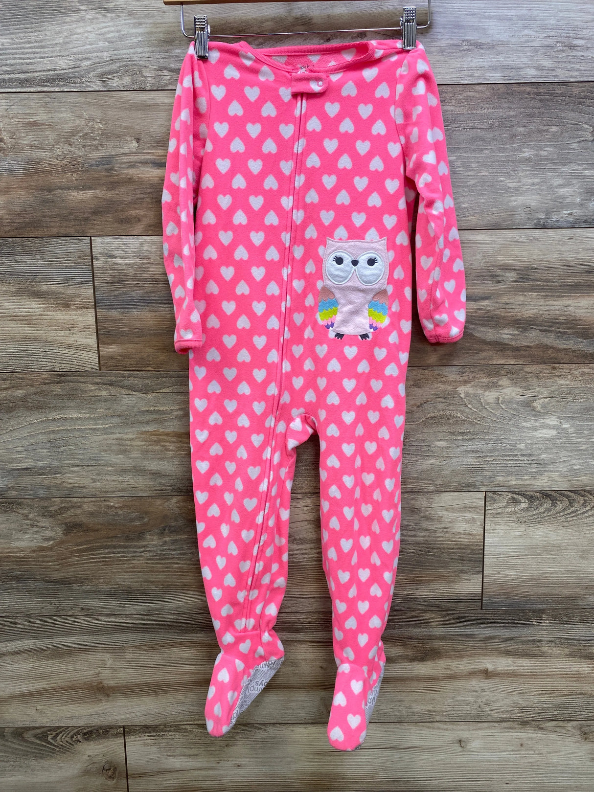 Simple Joys Heart Print Blanket Sleeper Pink sz 4T