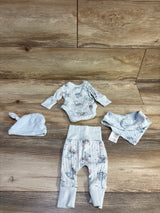 Disney Baby 4pc Stitch Kimono Bodysuit Set Blue sz Preemie