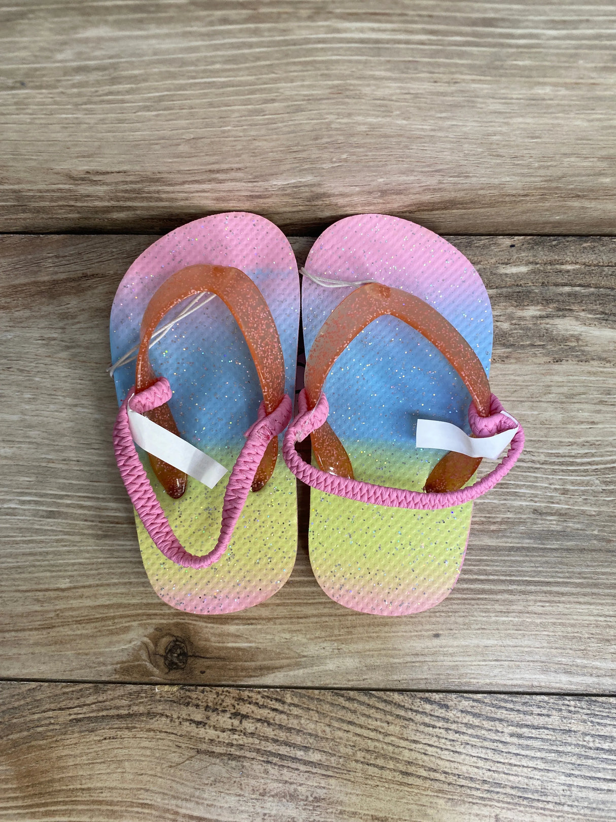 NEW Children's Place Ombre Pink Glitter Flip Flops sz 6-7c