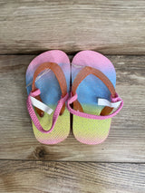 NEW Children's Place Ombre Pink Glitter Flip Flops sz 6-7c