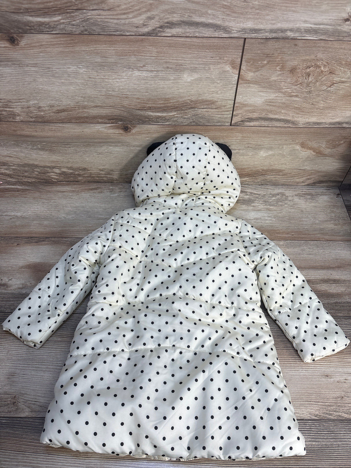 Disney Junior Minnie Mouse Polka Dot Puffer Jacket Cream sz 3T