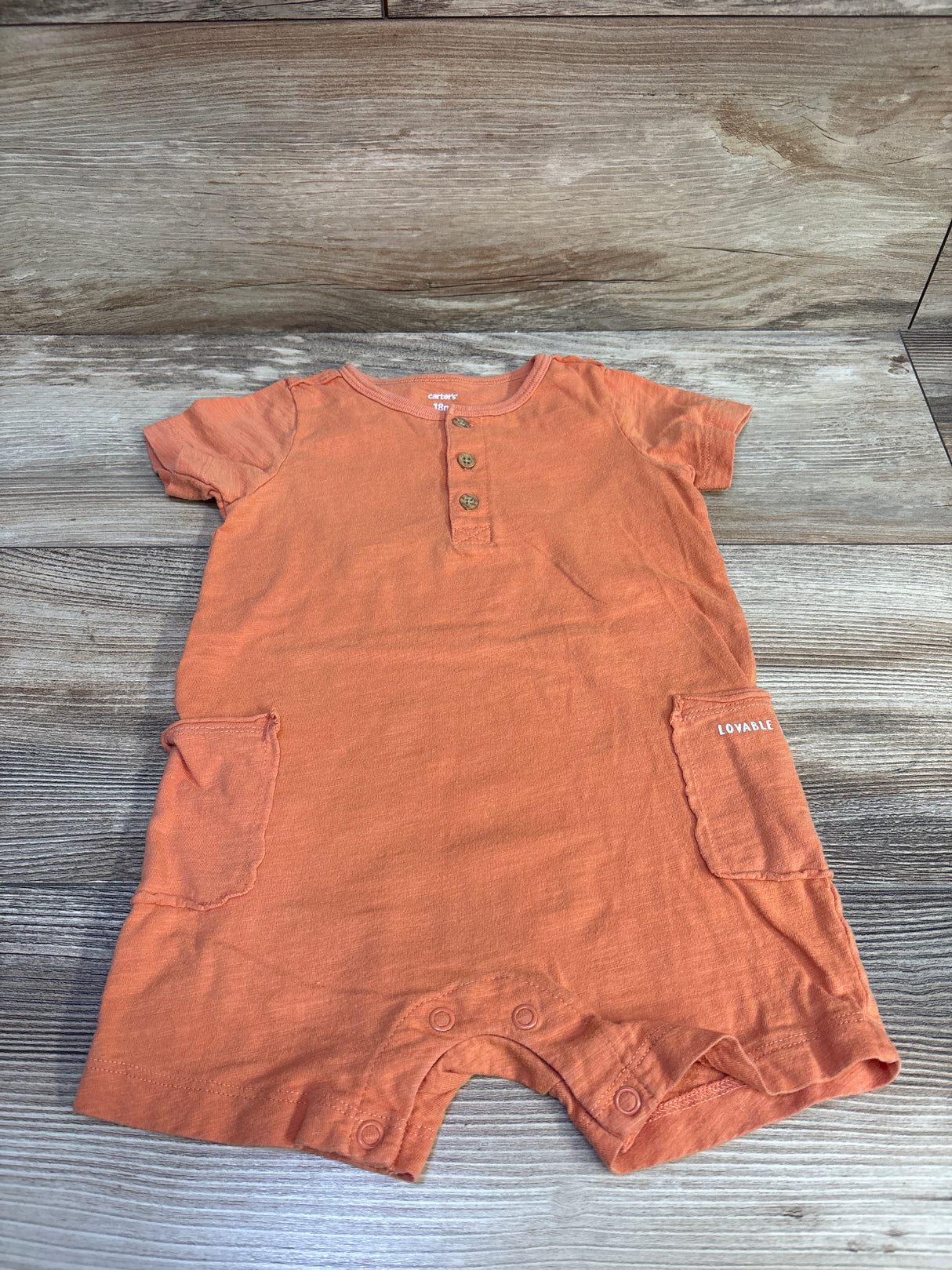 Carter's Henley Lovable Little Guy Romper Orange sz 18m