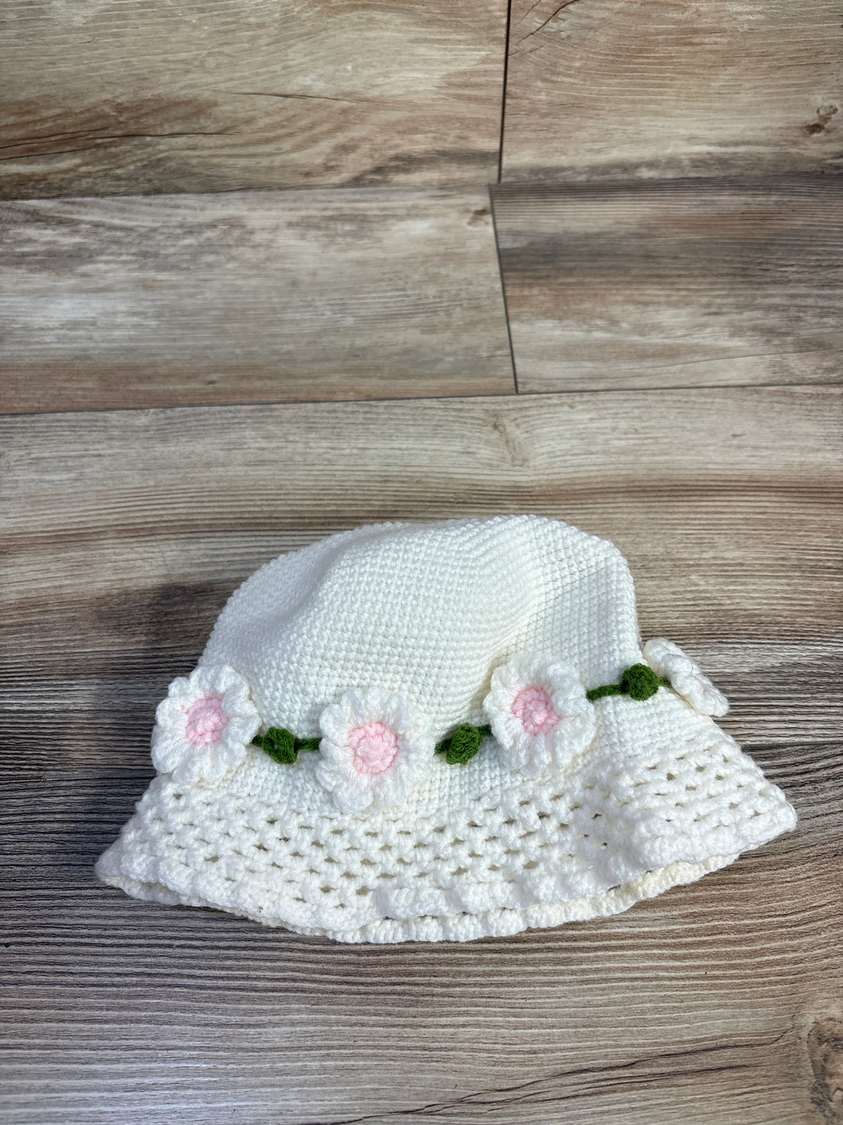 SeattleHats Hand Crocheted Floral Bucket Hat White One Size