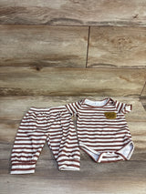 Shein 2pc Striped Bear Bodysuit & Pants Set Beige sz 1-3m