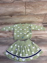 Shein 2pc Heart Print Kitted Sweater & Skirt Set Green sz 6m