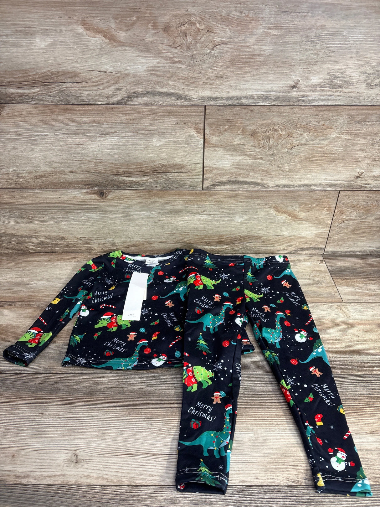 Shein 2pc Christmas Dinosaur Pajama Set Black sz 4T