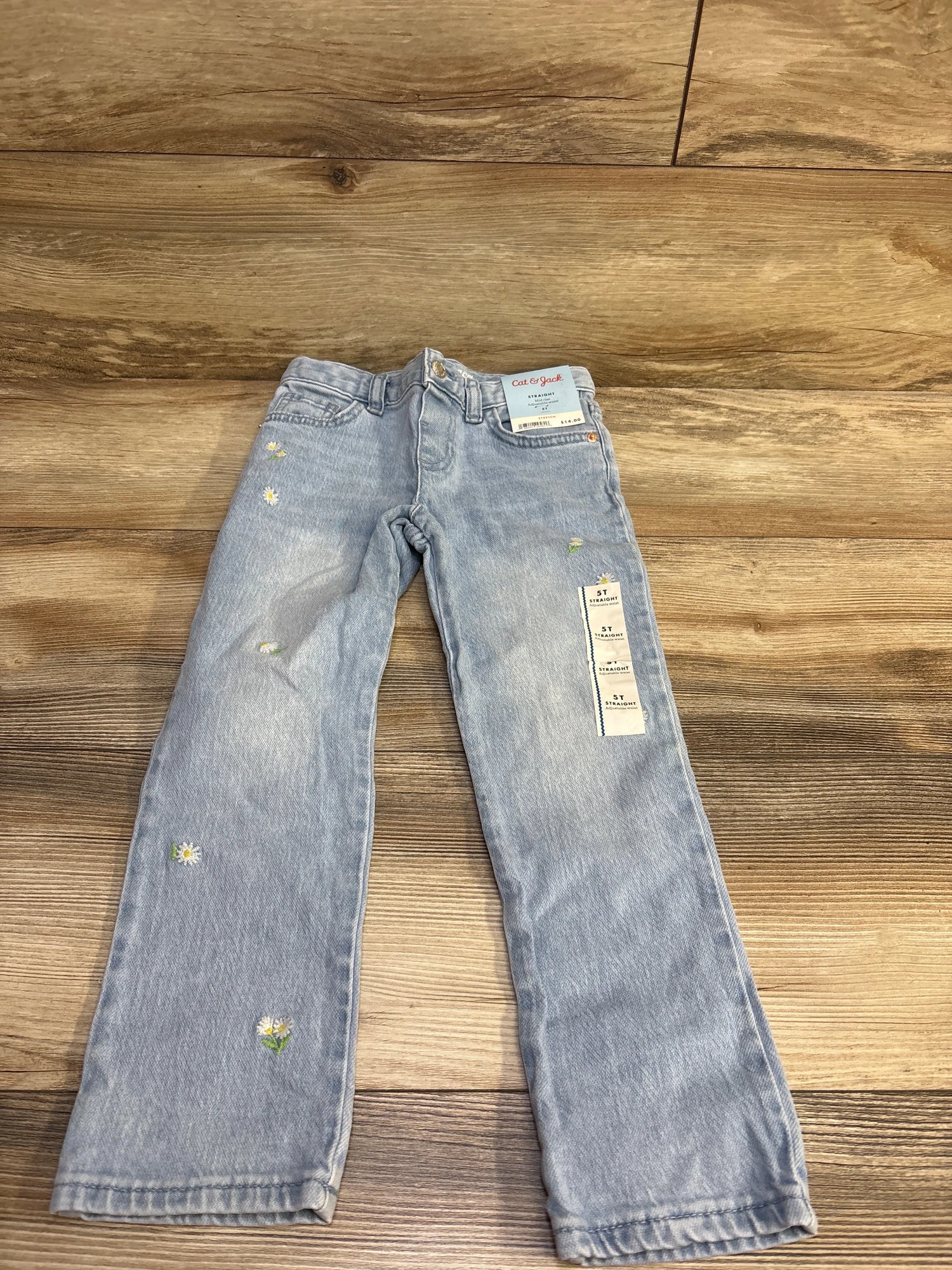 NEW Cat & Jack Embroidered Daisy Jeans Light Blue sz 5T
