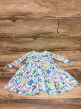 Chaser Knit Long Sleeve Unicorn Castle Dress Blue sz 2T
