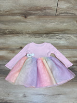 NEW Old Navy Ribbed Long Sleeve Tulle Dress Pink sz 3-6m