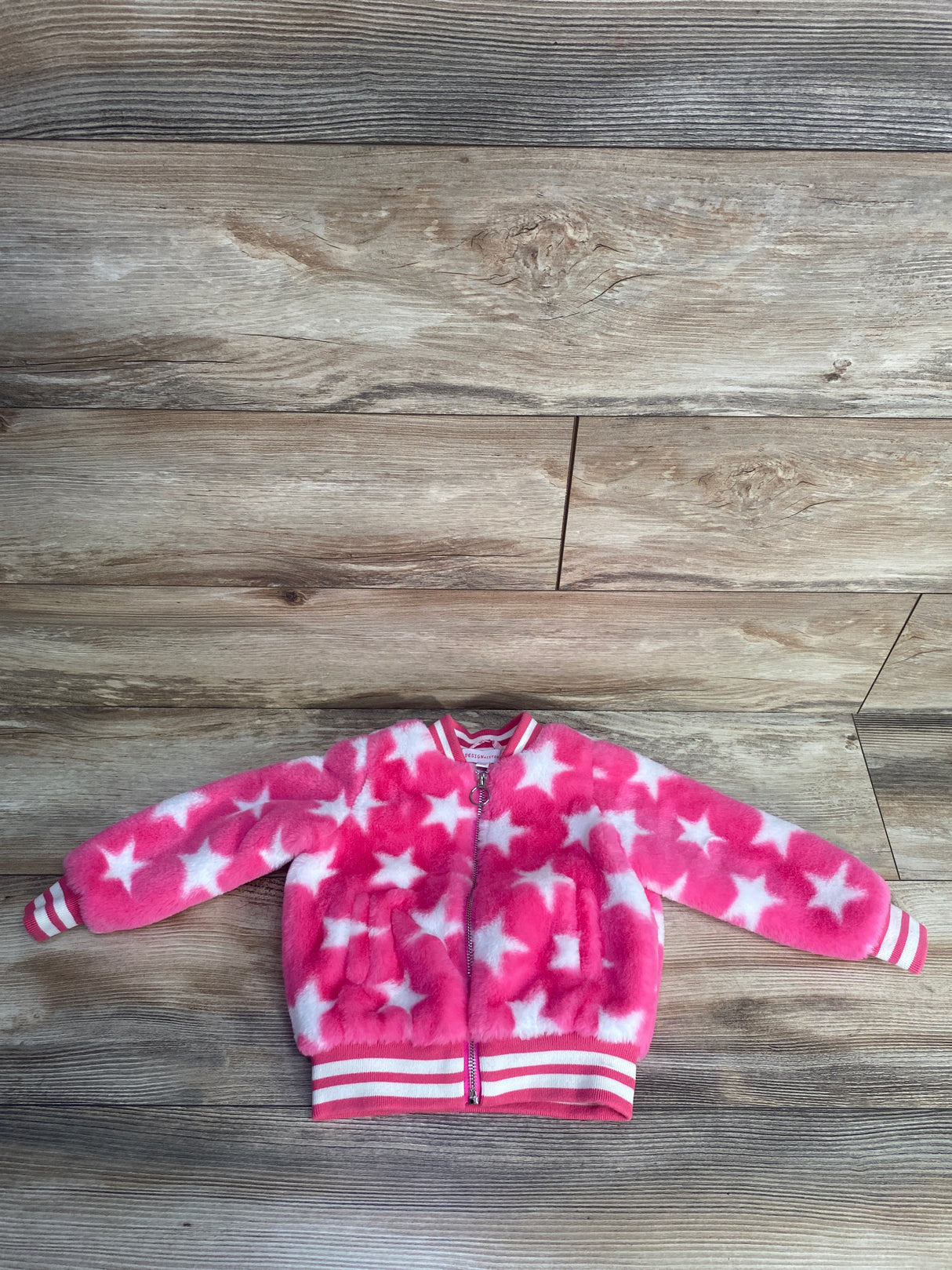 Design History Star Faux Fur Bomber Pink sz 2T