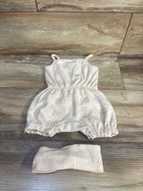Calvin Klein 2pc Tank Romper & Headband Set Tan sz 3/6m
