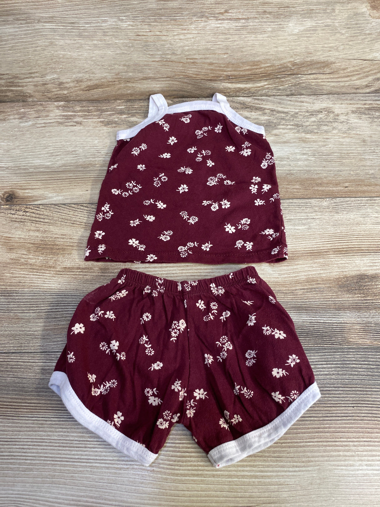 2pc Floral Top & Shorts Burgundy sz 3m