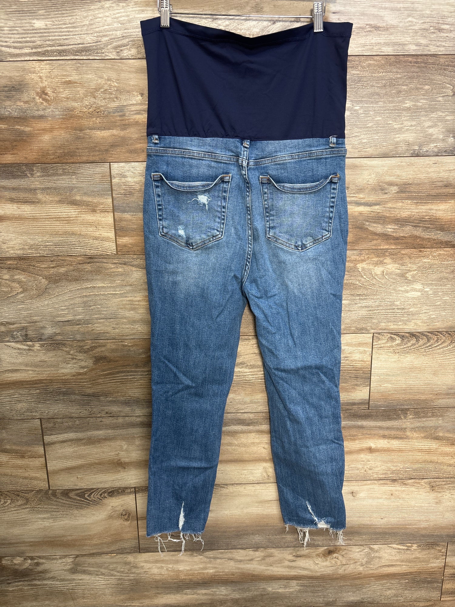 Pinkblush Maternity Full Panel Distressed Jeans Blue sz Large (31)