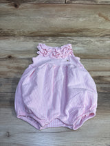 Ralph Lauren Ruffle Trim Striped Bubble Romper Pink sz 12m