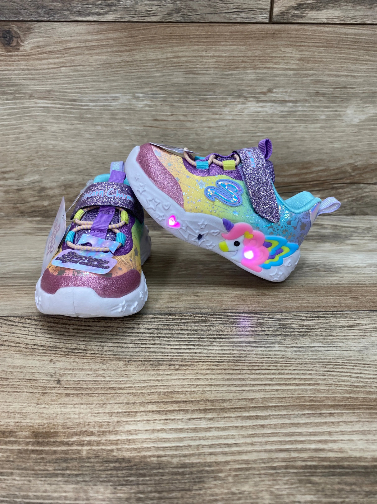 NEW Skechers Unicorn Charmer - Lil Stellar Light Up Sneakers Purple Sz 5c