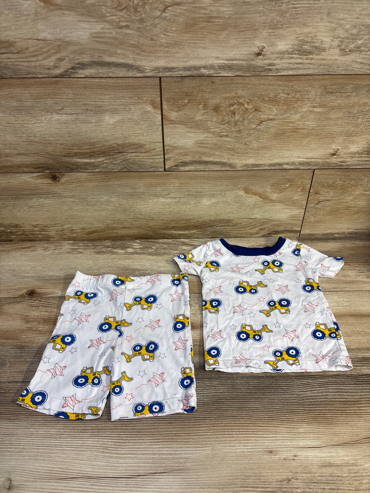 Mon Petit 2pc Construction Pajama Set White sz 4T