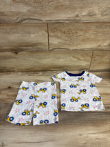 Mon Petit 2pc Construction Pajama Set White sz 4T