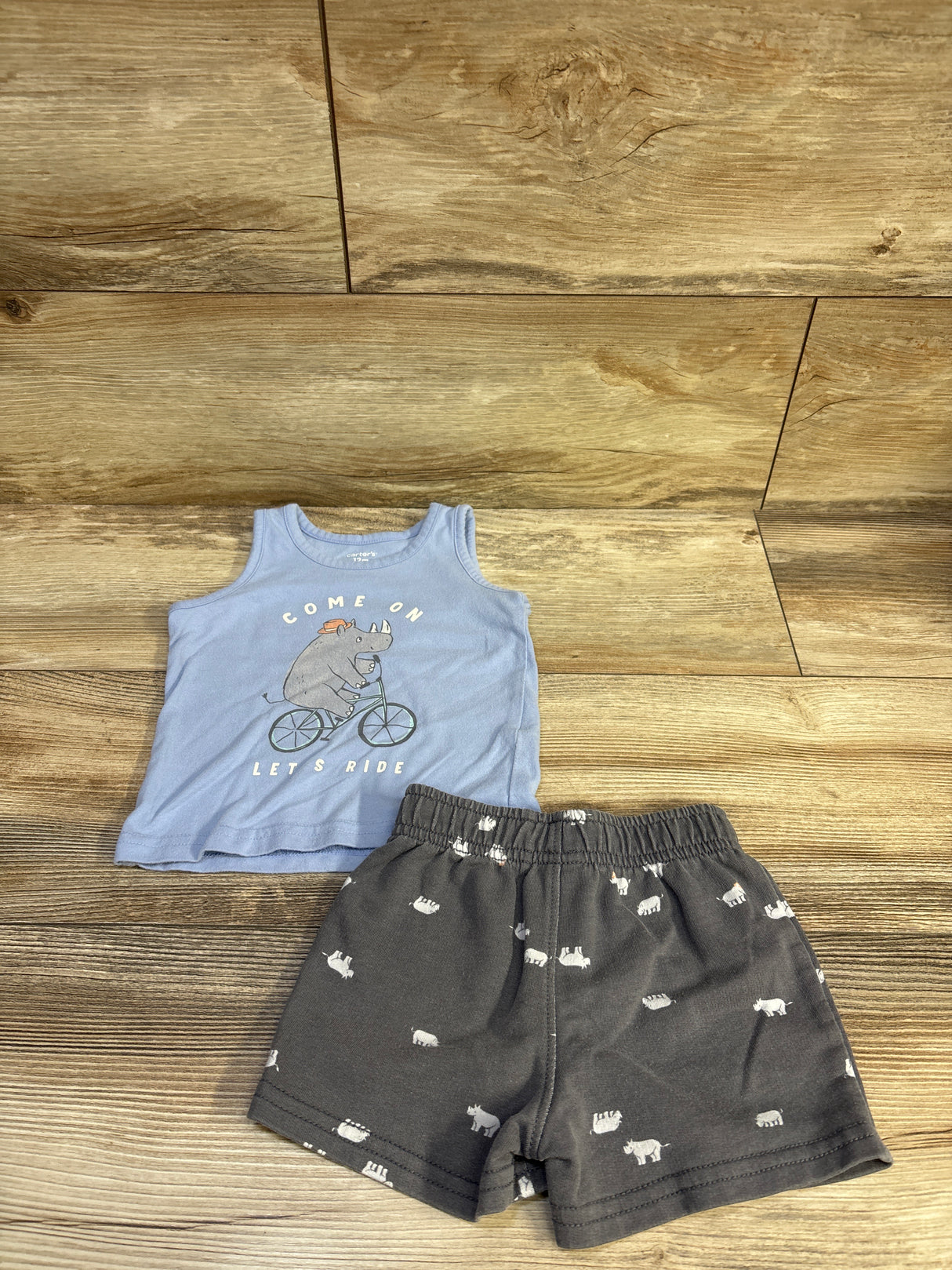 Carter's 2pc Rhino Tank Top & Shorts Set Blue sz 12m