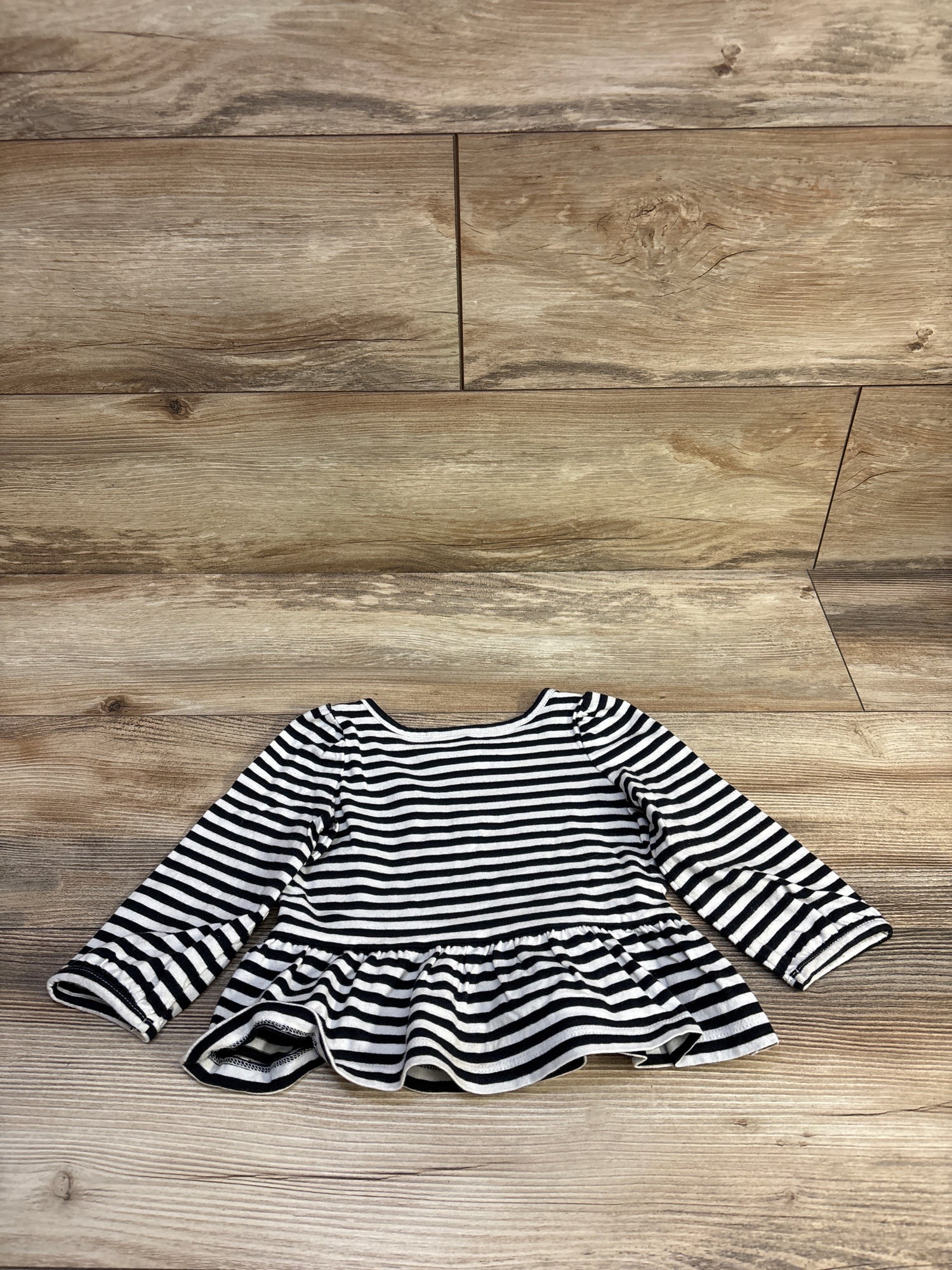 Janie & Jack Striped Bow Peplum Top White sz 12-18m