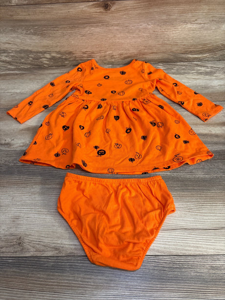 Cat & Jack 2pc Pumpkin Print Dress & Bloomers Orange sz 18m - Me n Mommy To Be