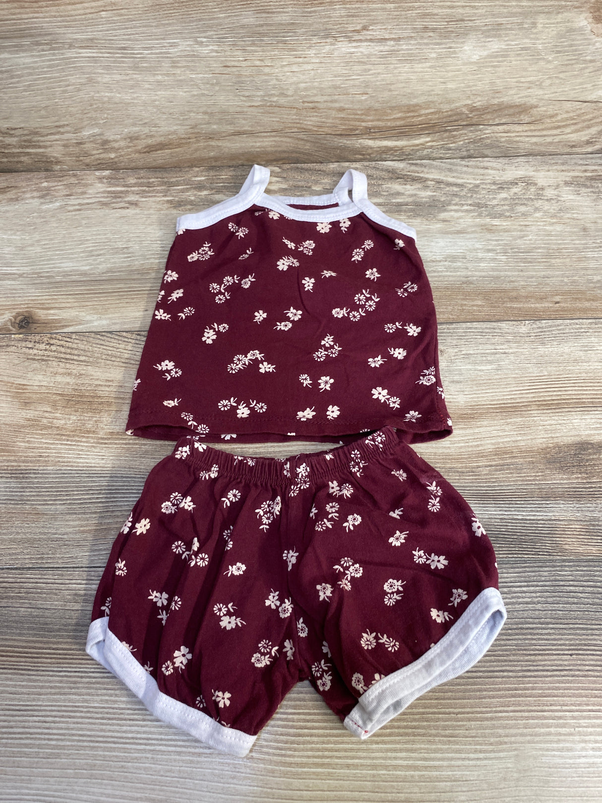 2pc Floral Top & Shorts Burgundy sz 3m