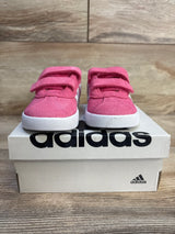 Pink Adidas toddler sneakers with velcro straps on original box, kids footwear resale