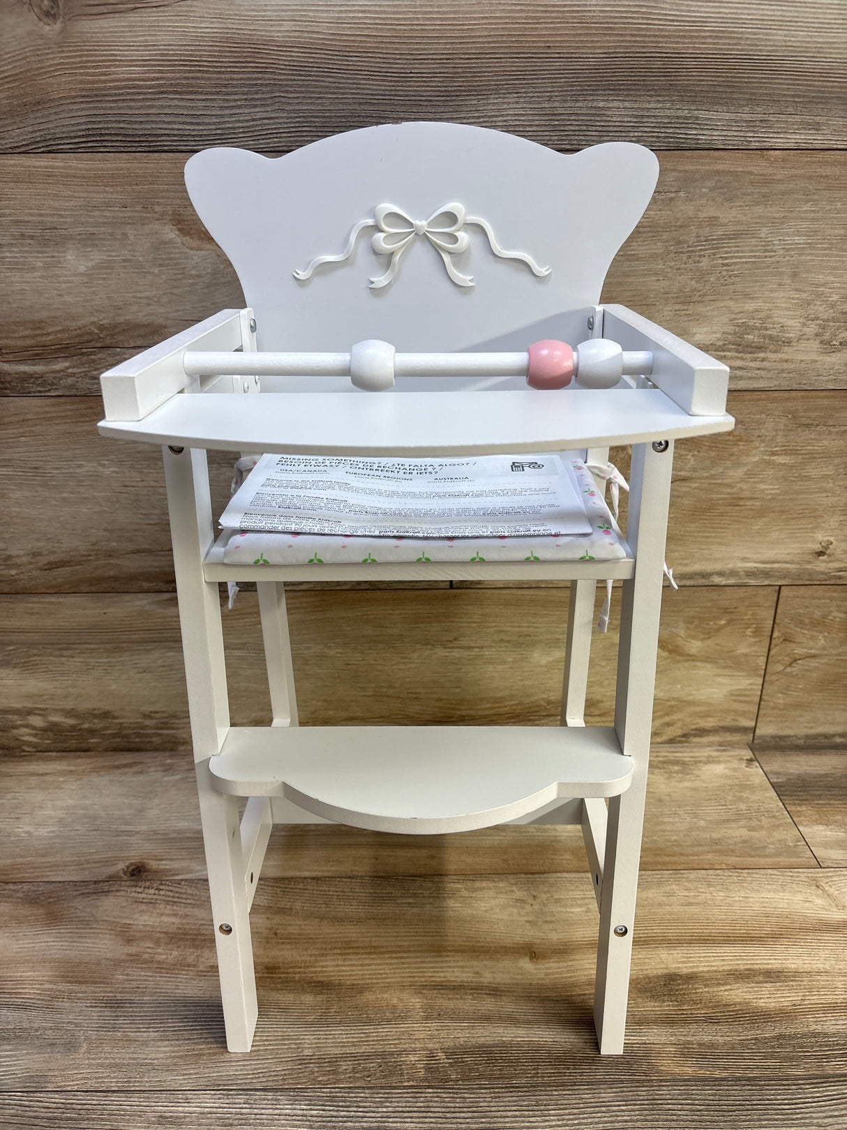 KidKraft Tiffany Bow Scalloped-Edge Wooden Lil Doll High Chair