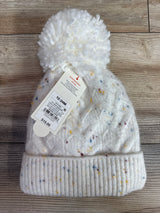 NEW Cat & Jack Cable Knit Beanie w/ Pom Pom White sz 12-24m