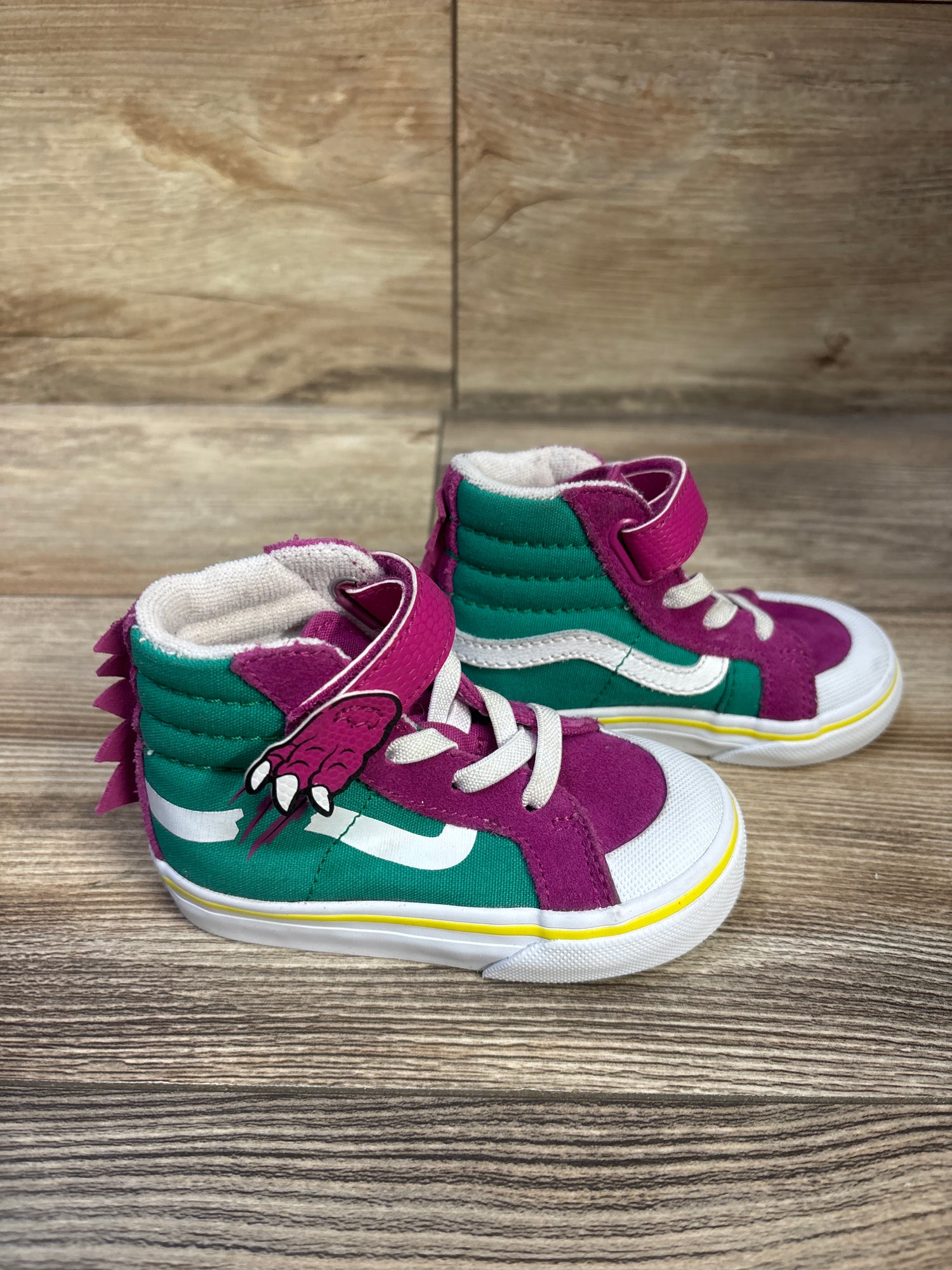 Vans Dino Sk8-Hi Reissue V Sneakers Fuchsia Red/Pepper Green sz 5c
