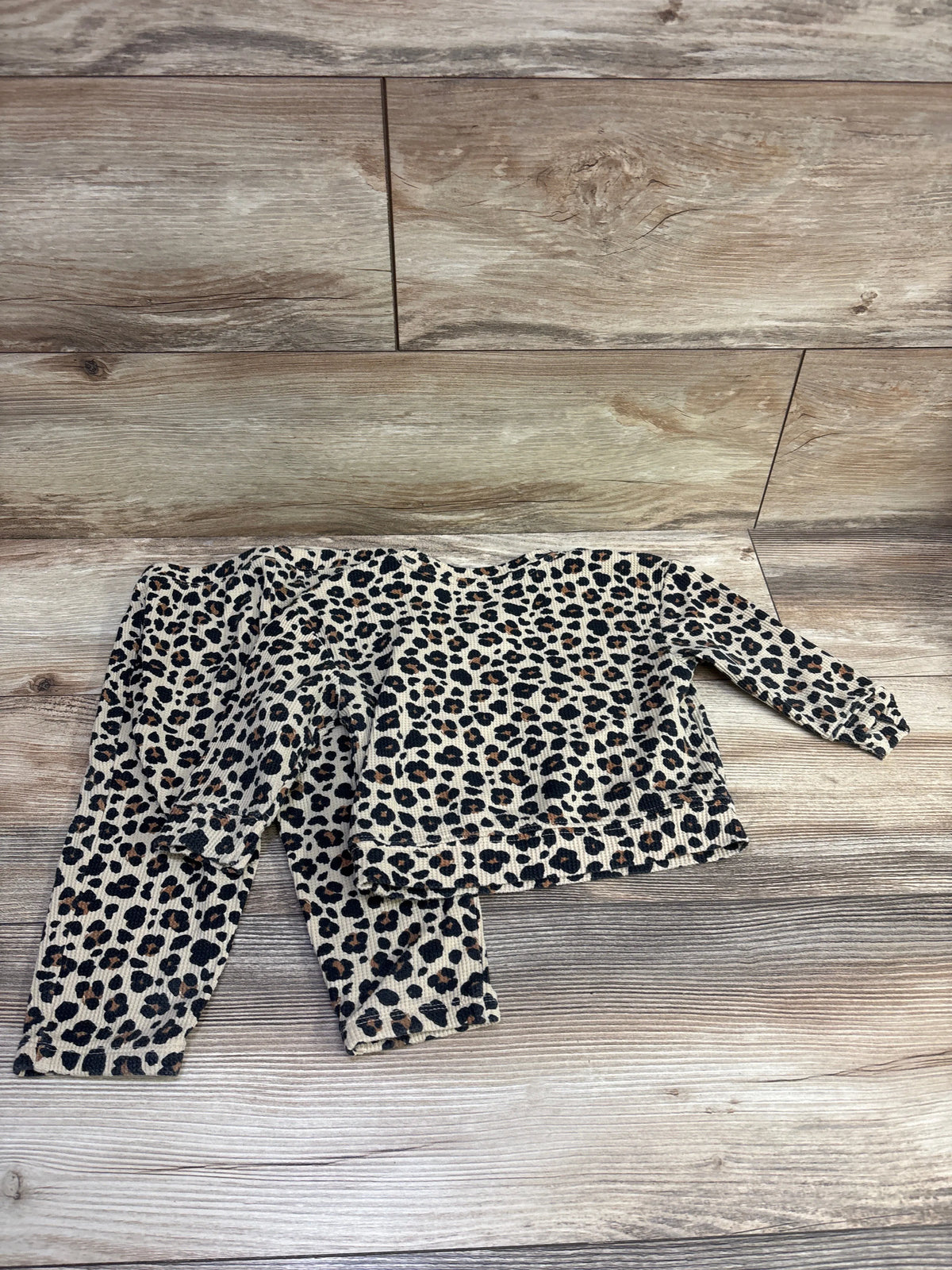 Cat & Jack 2pc Waffle Knit Leopard Shirt & Pants Set Tan sz 18m