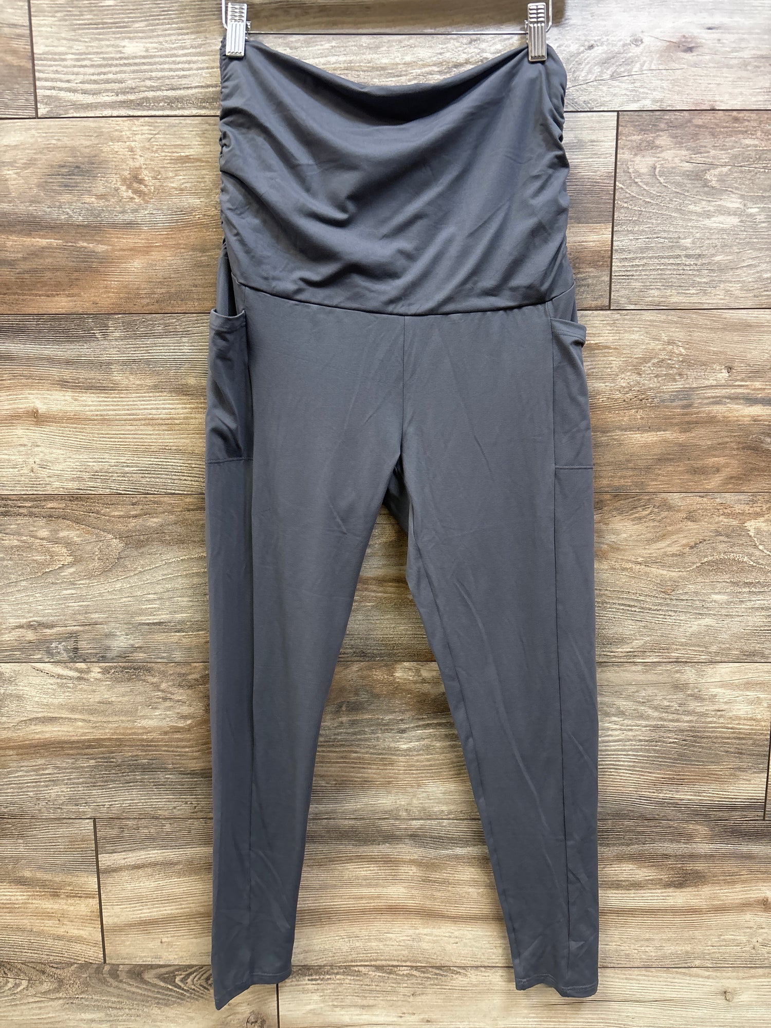 Maternity Ruched Over-Belly Leggings Grey sz Large