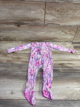Bums & Roses 'You Had Me at Hydrangea' Bamboo Ruffle Footie Pink sz 3-6m