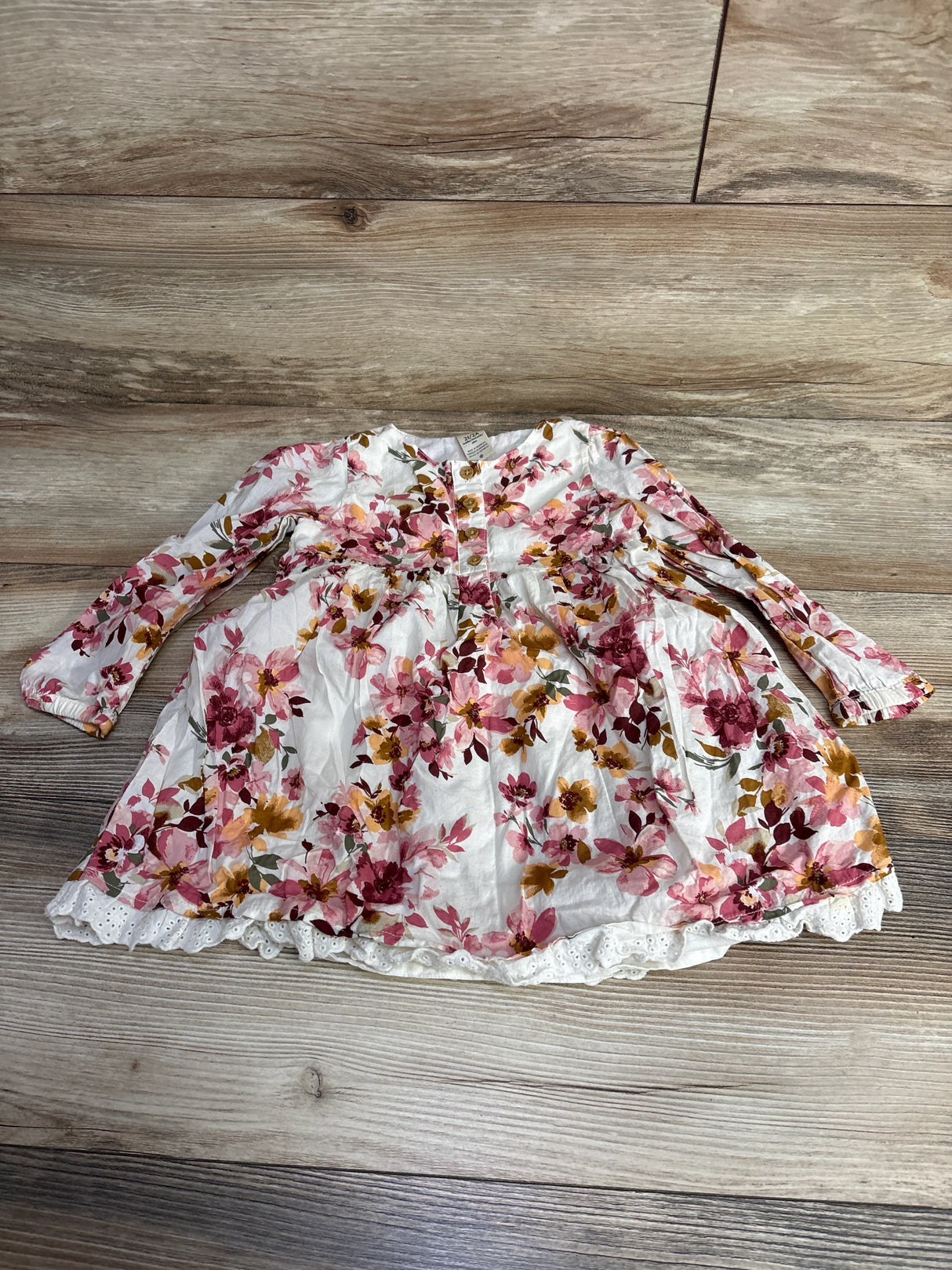 OshKosh Long Sleeve Floral Dress White sz 2T