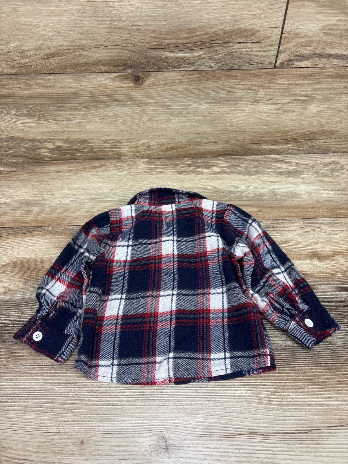 Shein Plaid Button-Up Flannel Navy sz 9-12m