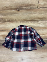 Shein Plaid Button-Up Flannel Navy sz 9-12m
