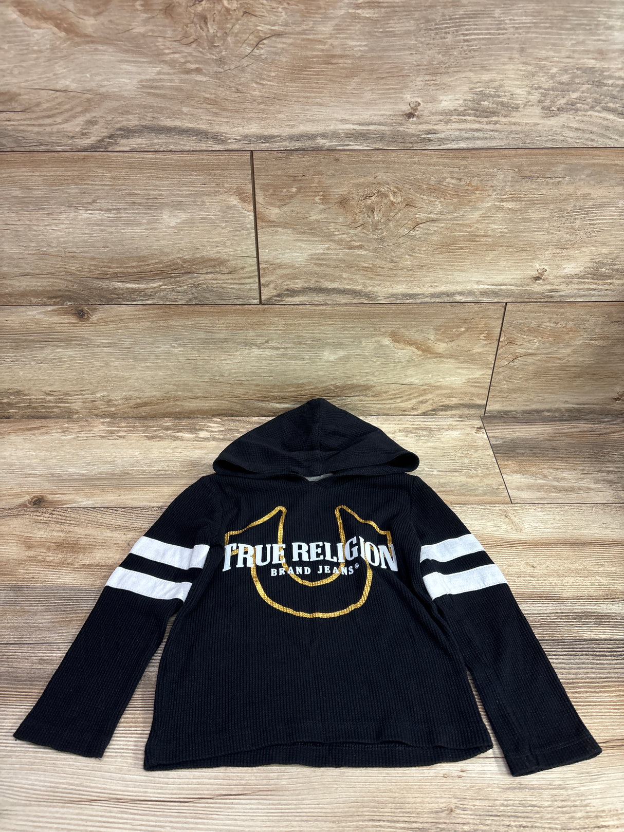 True Religion Hooded Waffle Knit Shirt Black sz 3T
