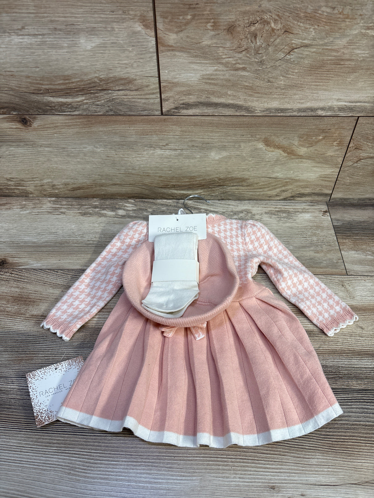 NEW Rachel Zoe 3pc Knit Dress, Hat, & Socks Pink sz 3-6m