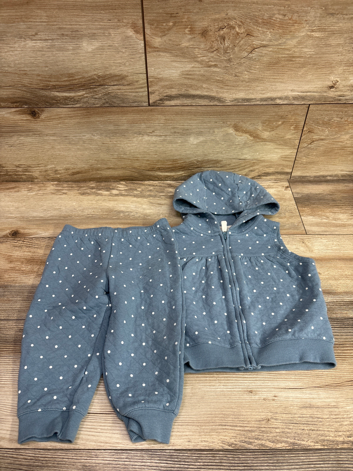 Carter's 2pc Quilted Hooded Vest & Pants Set Blue sz 18m