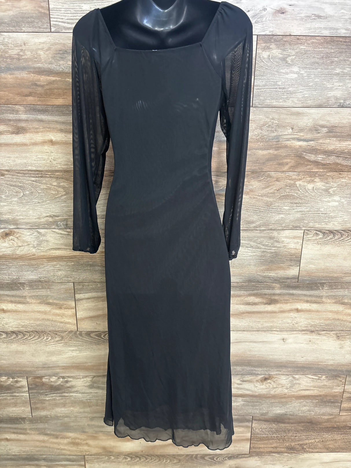 Maternity Mesh Sleeve Ruched Dress Black sz Large
