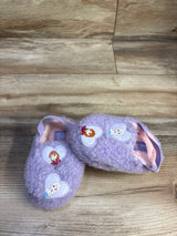 Disney Frozen Anna & Elsa Sherpa Scuff Slippers Purple sz 5/6c