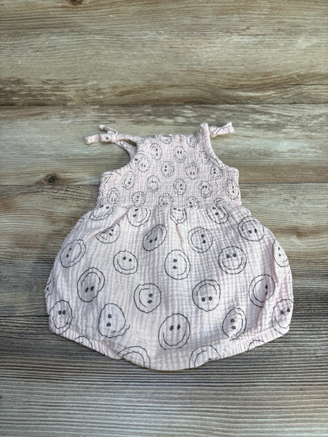 Grayson Mini Smiley Face Smocked Romper Pink sz 12m - Me n Mommy To Be