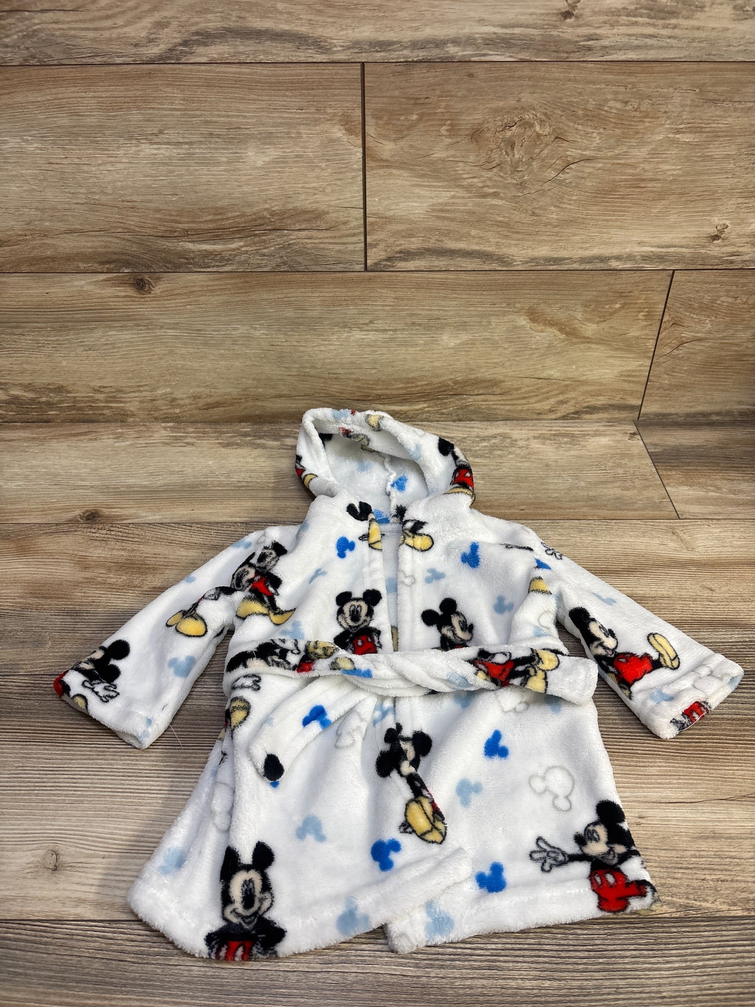 Disney Baby Mickey Mouse Plush Robe White sz 0-12m