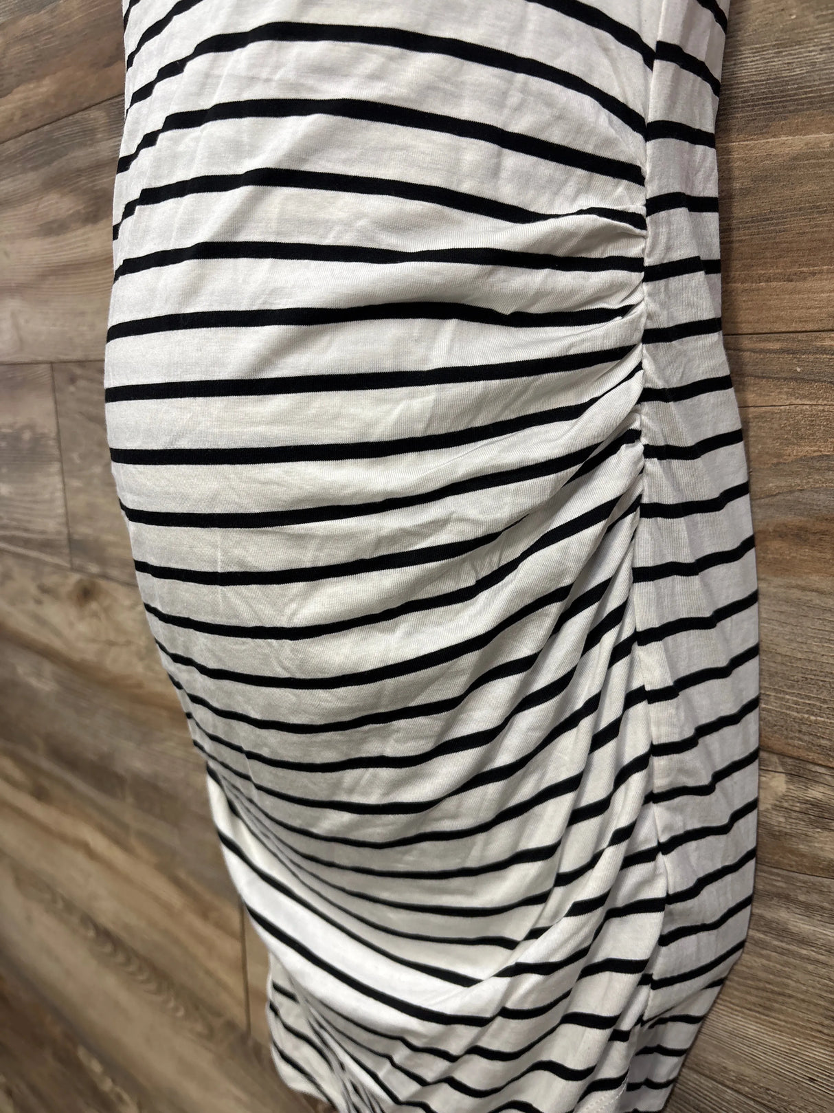 Heart & Hips Striped Ruched Bodycon Maternity Dress White sz Large
