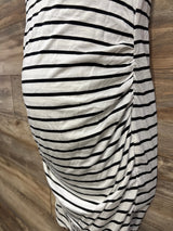 Heart & Hips Striped Ruched Bodycon Maternity Dress White sz Large