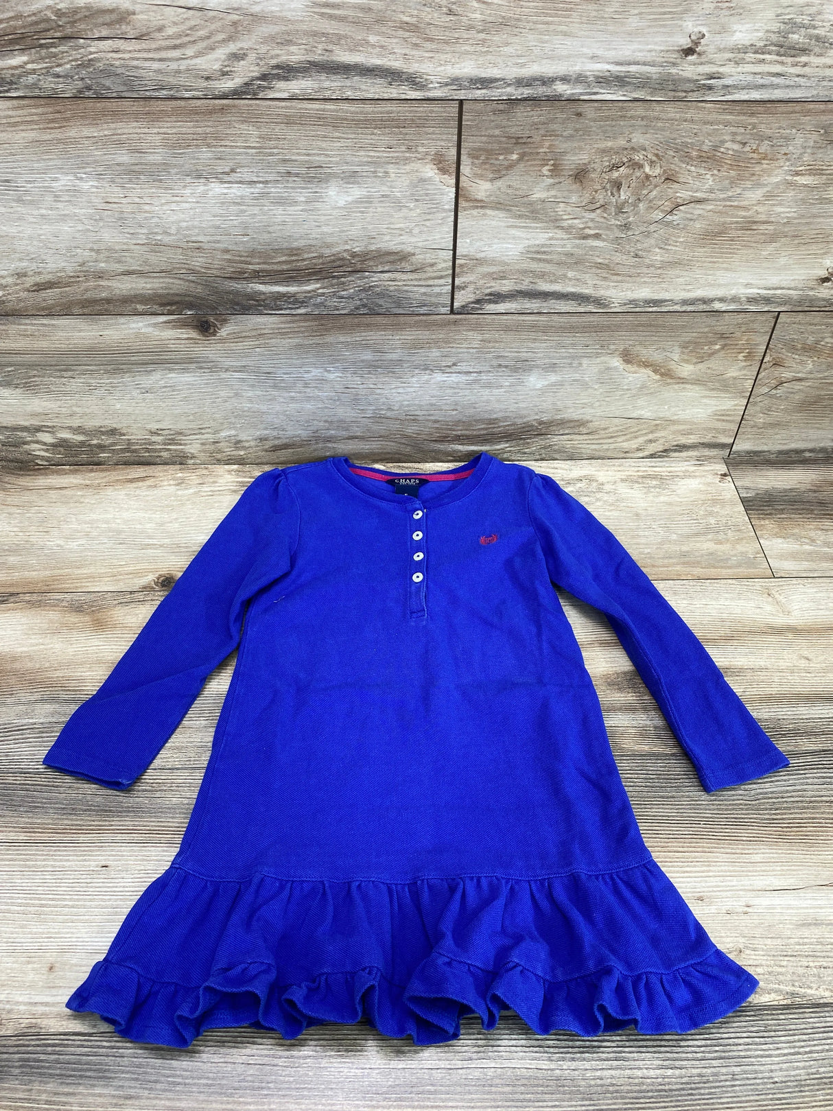 Chaps Henley Ruffle Dress Blue sz 5T