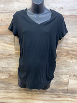 Isabel Maternity Ruched V-Neck Shirt Black sz Large