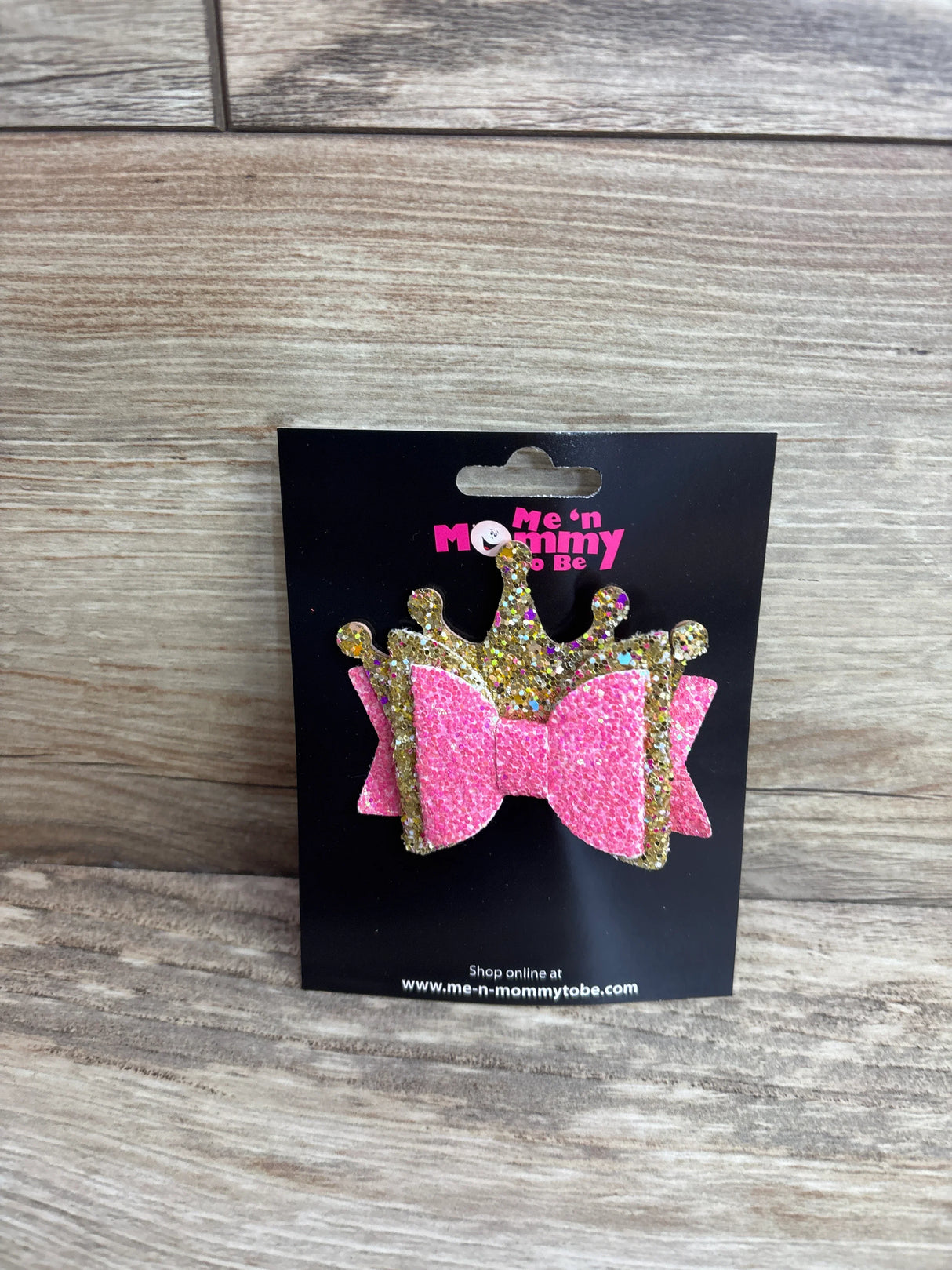 NEW Layered Crown Glitter Hair Bow Pink/Gold